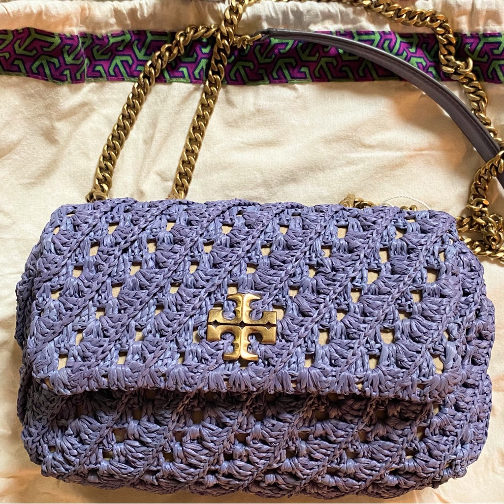 Tory Burch Authentic Kira Crochet Small Convertible Bag Dark Lotus Msrp $598